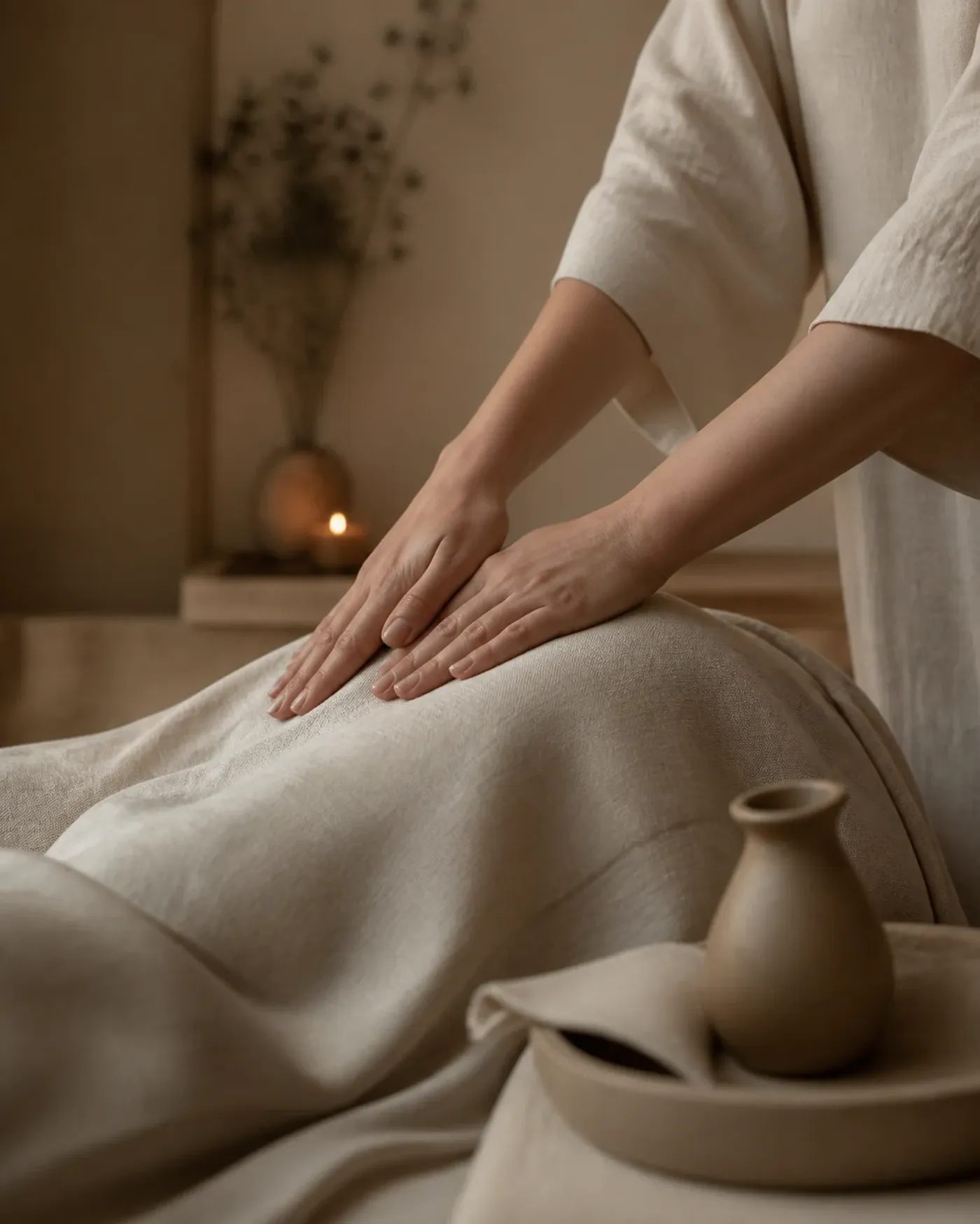 Taktile Detailaufnahme einer Massagebehandlung
