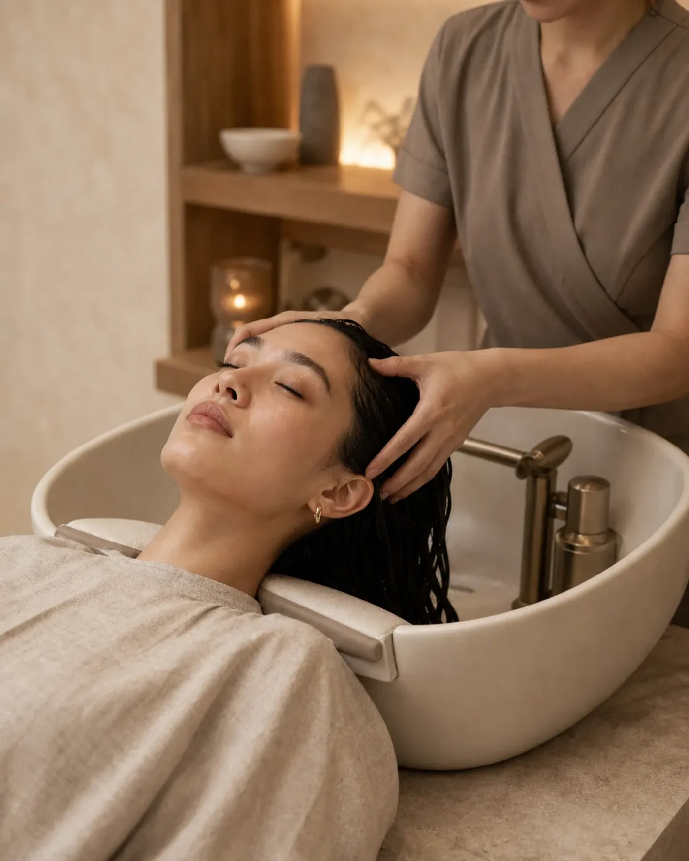 Head Spa mit entspannender Kopfhautmassage
