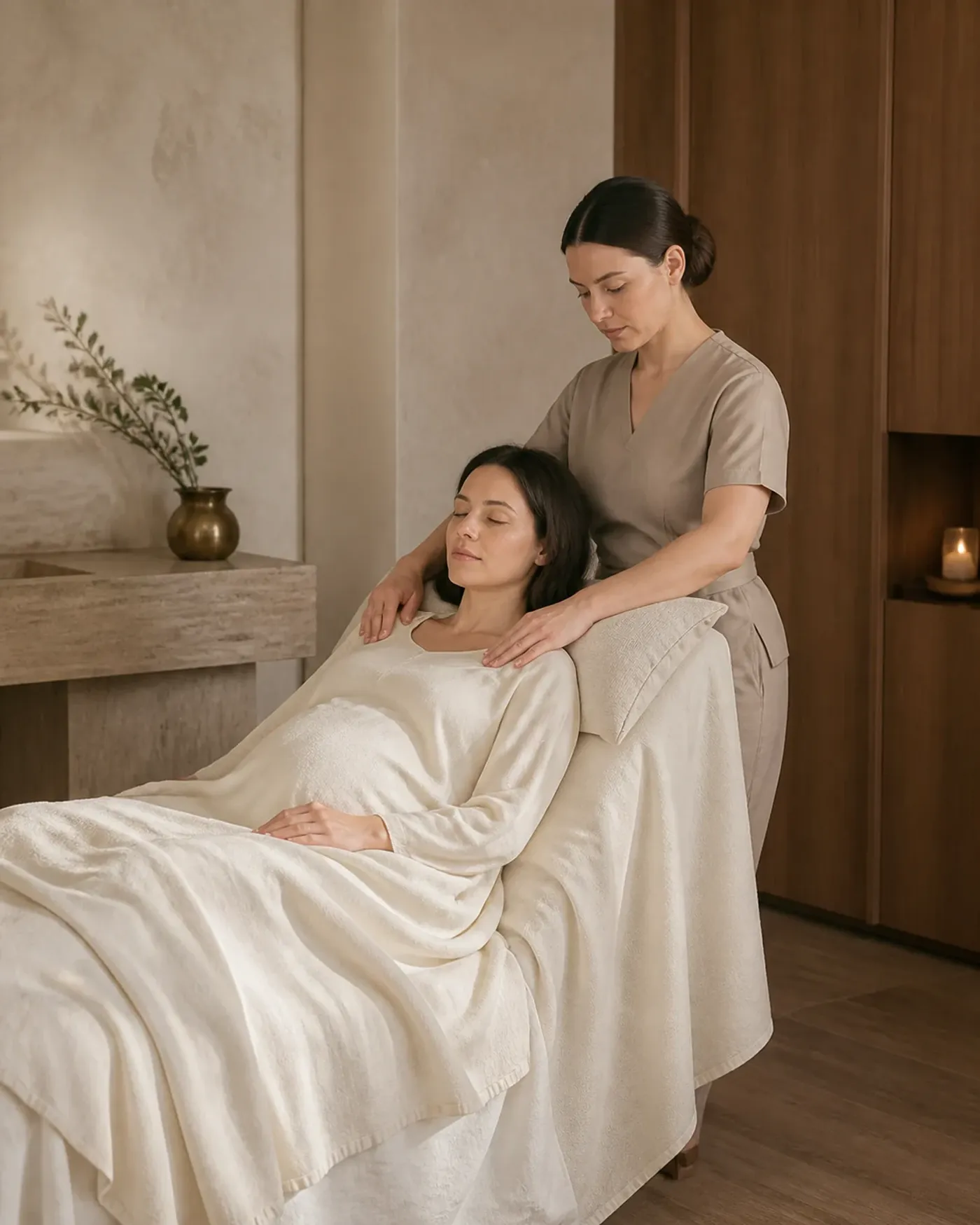 Unterstützte Schwangerschaftsmassage im Beauty-Studio