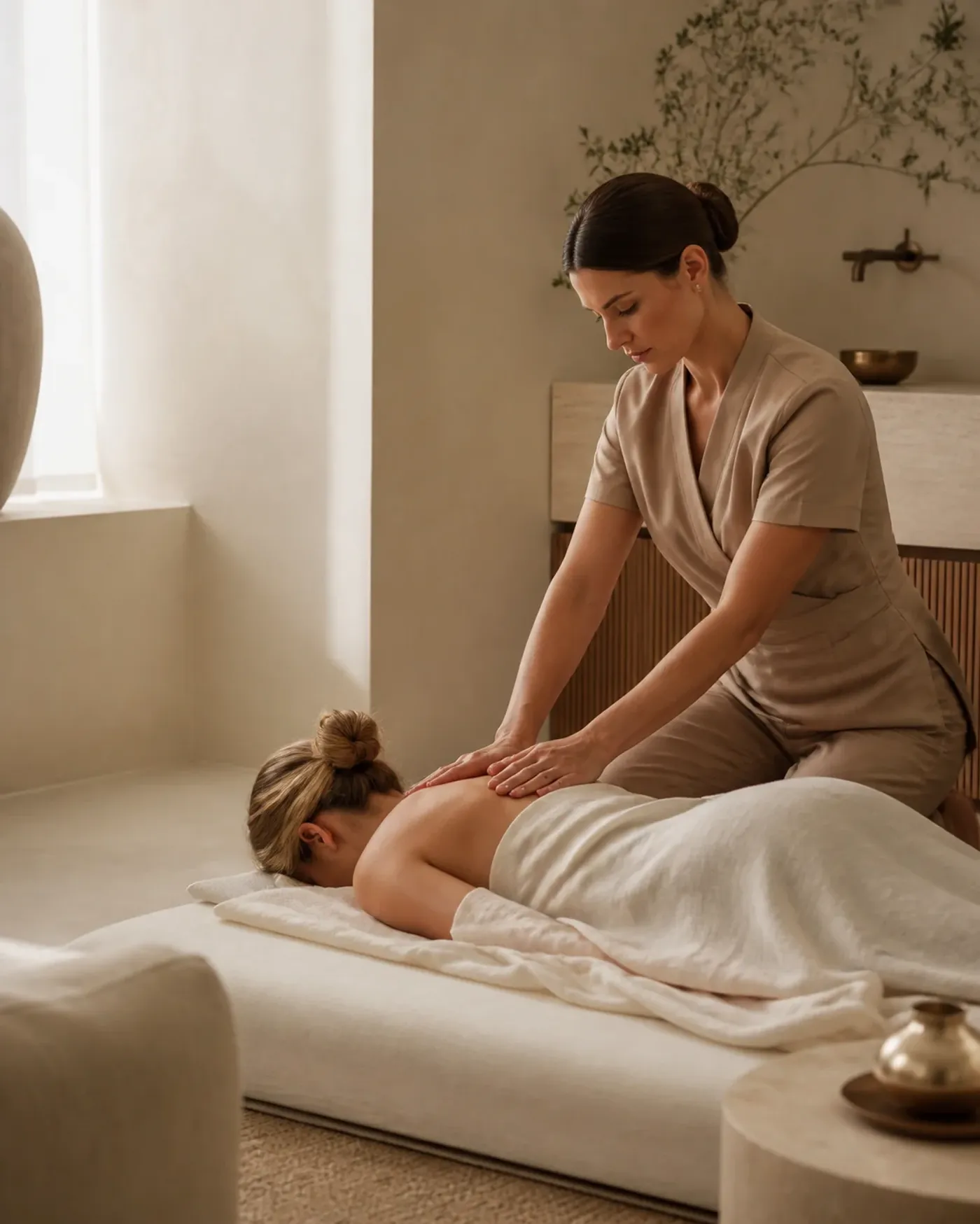 Professionelle Shiatsu-Behandlung im warmen Studio